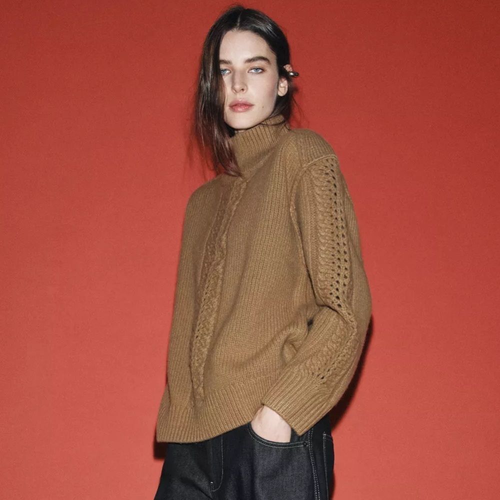 ZARA 100% WOOL TEXTURED JUMPER - Picture 2 of 9